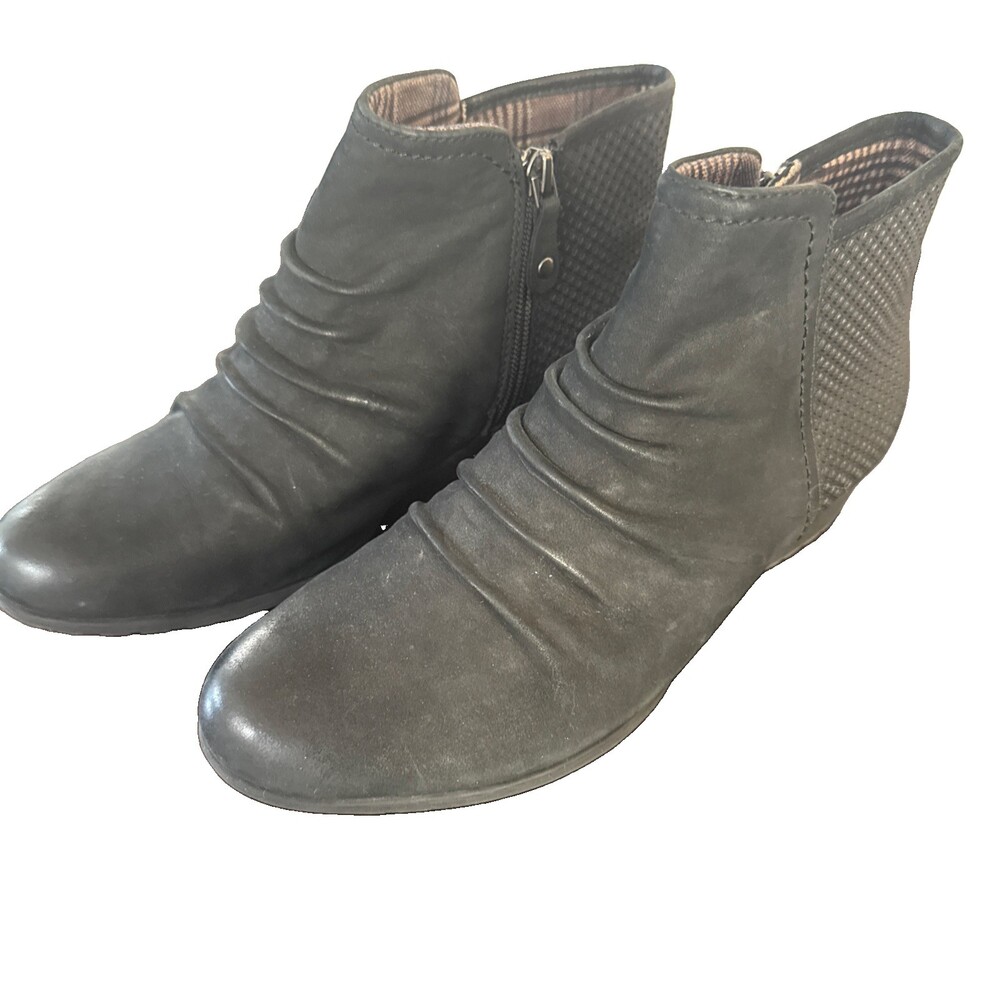 Rockport Cobb Hill Gratasha Ankle Boots Black Leather Women’s 8.5 – Comfort Zip
